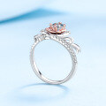 wholesale 925 Sterling Silver Plated Rose Gold & White Gold 05ct Moissanite Rose Flower Ring for Women-0-2