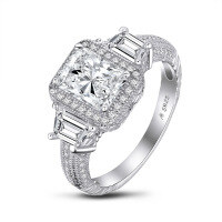 wholesale S925 Sterling Silver Cocktail CZ Ring Light Luxury Engagement Wedding Ring for Women-[Clearance Free Shipping] J Style US Size 7