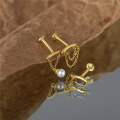 wholesale S925 Sterling Silver Double Chain Tassel Pearl Ear Crawler Earrings, Cold Style-0-3