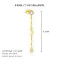 wholesale S925 Sterling Silver Star And Moon Fashion Earrings For Women, Elegant European-style Zircon-accented Versatile Luxury Trendy Earrings-0-5