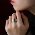 wholesale Sterling Silver 4ct Simulated Emerald 8*11 High Carbon Diamond Ring for Women, by ShiPei Jewelry New Collection-0-2