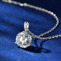 S925 Silver D Color Moissanite Three-Prong Single Stone Pendant Necklace-0-0