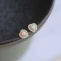 wholesale 9K Gold Cream Opal Heart Zircon Light Luxury French Retro Love Earrings-0-1