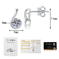 S925 Silver Moissanite Note Stud Earrings, Cross-border Xiaohongshu Live Hot Sale, Wholesale.-50 points + 50 points Moissanite  925 Silver
