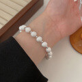 wholesale S925 Sterling Silver Textured Bead Cat Eye Bracelet for Women, New Trendy Versatile Small Batch Elaborate Hand Accessory-0-4