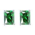 wholesale 925 Sterling Silver Rectangle Gemstone Zircon Ear Studs, European and American Fashion Minimalist Crystal Birthstone Earrings, Niche Wholesale-0-9