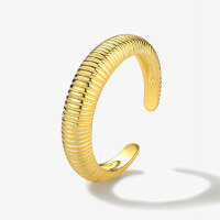 wholesale S925 Sterling Silver French Retro Minimalist Luxury Open Geometric Round Smooth Ring High-end Jewelry-Gold>925 sterling silver