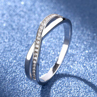 wholesale S925 Sterling Silver Zirconia Ring, Small Niche Style Pave Diamond Cross Tail Ring, Elegant and Versatile, Perfect Gift for Girlfriend, Cross-border Wholesale-No. 7