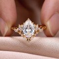 wholesale S925 Sterling Silver Water Drop Moissanite Crown Ring Vintage Princess Style Hot Selling on Ebay-0-2