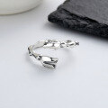 wholesale S925 Sterling Silver 3D Lotus/Bamboo Knot Tulip Ring Vintage Ethnic Style Index Finger Ring-0-3