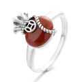 wholesale S925 Sterling Silver Retro Craft Lucky Bag Style Inlaid with Southern Red Agate Ring Ethnic Trend National Tide Ring-0-4