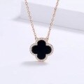 wholesale S925 Sterling Silver Four-Leaf Clover Red Agate Necklace Women's Choker Pendant with Design Sense Luxury Niche Versatile Dropshipping-0-9