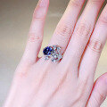 wholesale S925 Sterling Silver New 7*9mm Oval Tanzanite Ring for Women, Luxurious and Stylish Hot-Selling-0-3
