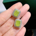 wholesale S925 Silver New 7*9 Olive Green Stud Earrings Fashion Ins Earrings for Women-0-0