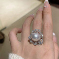 wholesale S925 Silver New Pearl Ring by Zhuozhifan Jewelry, 14mm Shell Pearl Ring for Women, Elegant and Goddess-like Style-0-3