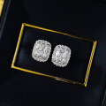 wholesale S925 Silver 2-Carat Ear Studs, Cushion-Cut Simulated Diamond, Fashionable and Versatile for Everyday Wear-0-3