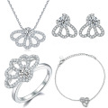 wholesale S925 Sterling Silver Cross-Border Hit High-End Replica Jewelry Set Four-Piece Crown Ring Necklace Earrings-0-0
