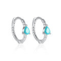 wholesale 925 Sterling Silver Micro-Inlaid Turquoise Emerald Zircon Teardrop Hoop Ear Clasp Fashion Geometric Minimalist Earrings-0-10