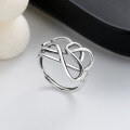 wholesale S925 Sterling Silver Creative Exaggerated Interwoven Cross Lines Ring, Hip-Hop Trend Punk Index Finger Ring-0-0