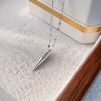 wholesale 925 Sterling Silver Korean Ins Minimalist Cone Geometric Pendant Collarbone Chain with an Advanced Feel-Silver 925 silver