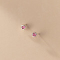 wholesale S925 SilverSmall Heart-shaped Rose Pink Diamond Earrings with Tiny Beaded Accents for Women M00914-0-4