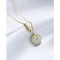 wholesale S925 Sterling Silver Women's Hetian Jade Pendant Necklace, Small and Unique Design, New Style, Peace Buckle Collarbone Chain, Versatile-0-1