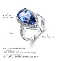 wholesale S925 Silver Luxury High-End Colored Gemstone Ring, Fashionable and Unique with Plated Crystal-Violet Blue-Coated Crystal US Size 5