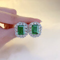 wholesale S925 silver new square emerald earrings 10*14mm, lightweight luxury and retro style-0-3