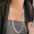 wholesale S925 Sterling Silver Heavy Work Multi-layer Bead Necklace for Women, New Style Korean Minimalist Small Trendy High-end Sense Sweater Chain-0-3