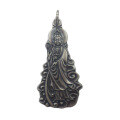 wholesale 990 Sterling Silver Retro Guanyin Bodhisattva Pendant, Solid Pure Silver Ethnic National Style Matte Sweater Chain Keychain-0-4