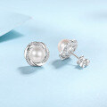 wholesale S925 Sterling Silver Ear Pins Moissanite Stud Earrings Freshwater Pearl Earrings Small Rose Flower Earrings in Stock for Wholesale-0-2