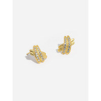 wholesale S925 Sterling Silver Cross Zirconia Brushed Irregular Earrings For Women, Small Niche-E3478-Gold 925 Silver