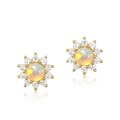 wholesale S925 Silver Japanese Korean Style Cute Minimalist Star Stud Earrings Women Small Opal Earrings Women Inlaid Opal Factory Wholesale-0-4