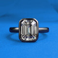 wholesale 925 Sterling Silver 7*9 Rectangular Asscher-Cut Black Gray Zircon Ring Vintage Minimalist Band-0-0