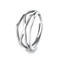wholesale S925 Sterling Silver Irregular Line Crossover Ring, Daily Korean Style Fashion Commuter Versatile Index Finger Ring-0-4
