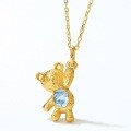 wholesale 925 Silver New Sky Blue Topaz Lovely Little Bear Pendant for Women, Bear Cub Valentine's Day Gift-0-1