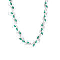 wholesale 925 Silver Xiaohongshu Hot-Selling Large Set Necklace with 45*9mm Marquise Moissanite Leaf Full Diamond Simulated Emerald-0-5