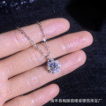 S925 Sterling Silver Moissanite Snowflake Pendant Necklace-0-1