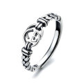 wholesale S925 Sterling Silver Retro Craft Double Letter Ring, Minimalist Fashion Hip Hop Style Versatile Women's Band-0-4