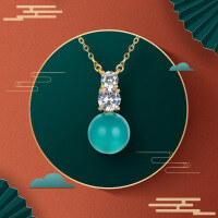 wholesale S925 Sterling Silver Synthetic Gemstone Pendant Women's Light Luxury Elegant Collarbone Chain Full Diamond Necklace Engraved Valentine's Day Gift-Vintage necklace 925 silver