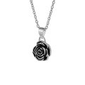 wholesale S925 Sterling Silver Black Rose Pendant Necklace, Cross-Border Hot Seller, European and American Retro Minimalist Flower Collarbone Chain-0-4