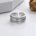 wholesale S925 Sterling Silver Multi-Layer Twisted Wire Open Ring Retro Style Punk Index Finger Ring-0-2
