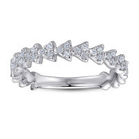 wholesale S925 Sterling Silver European and American Cross-Border Minimalist Triangle Row Ring Single Row Diamond Ring for Women, Small Niche High-End Luxury Index Finger Ring-Platinum US size 6#