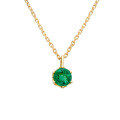 wholesale 10K Gold Japanese Retro Style Emerald Necklace, Versatile for Daily Wear, Wholesale from Jewelry Manufacturer-0-4