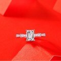 925 Silver Octagon Moissanite Ring Trapezoid Design Micro-Set Luxury Cross-Border High-End Jewelry Women's-0-2
