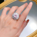 wholesale 925 Sterling Silver Jewelry Simulated Firework Pink Sapphire Ring New Trendy Women's Pink Diamond Ring-0-3