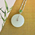 wholesale 925 Sterling Silver New Chinese Style Certificate Natural Hetian Jade Peace Buckle Qipao Hanfu Ancient Wind Accessory Jade Pendant for Women-0-6