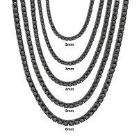 wholesale S925 Sterling Silver Personality Black Moissanite 2/3/4/5/6/65mm Tennis Chain Hip-hop Dark Style Necklace-2mm black moissanite tennis chain  16 inches (approximately 40.6cm)