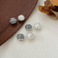 wholesale 3D hard silver S999 pure silver patterned bead spacer components for DIY handmade braided bracelets, necklaces, and ins-style accessories-0-1