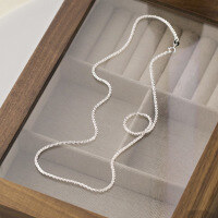 wholesale S925 Sterling Silver Full Sparkle Vegetable Flower Link Chain Simple Necklace Rippling Shine Fashion Internet-Famous Collarbone Chain D8468-S925 silver bracelet plain silver 16cm 925 silver